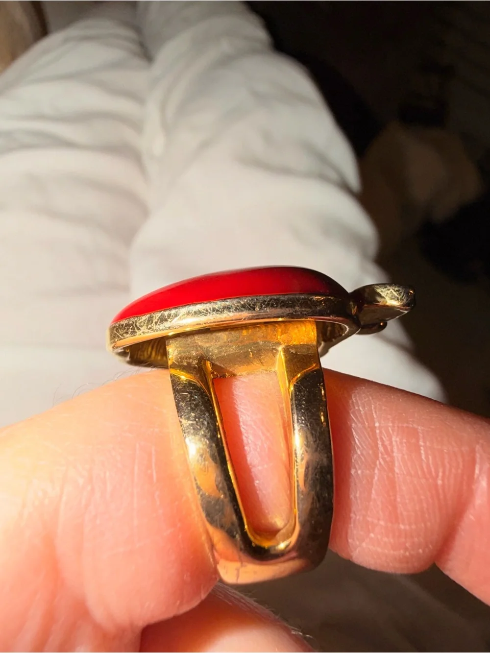 Rare 🍎Betsey Johnson Red Apple Enamel Cocktail Ring Green Leaf Orange Flower👌💋